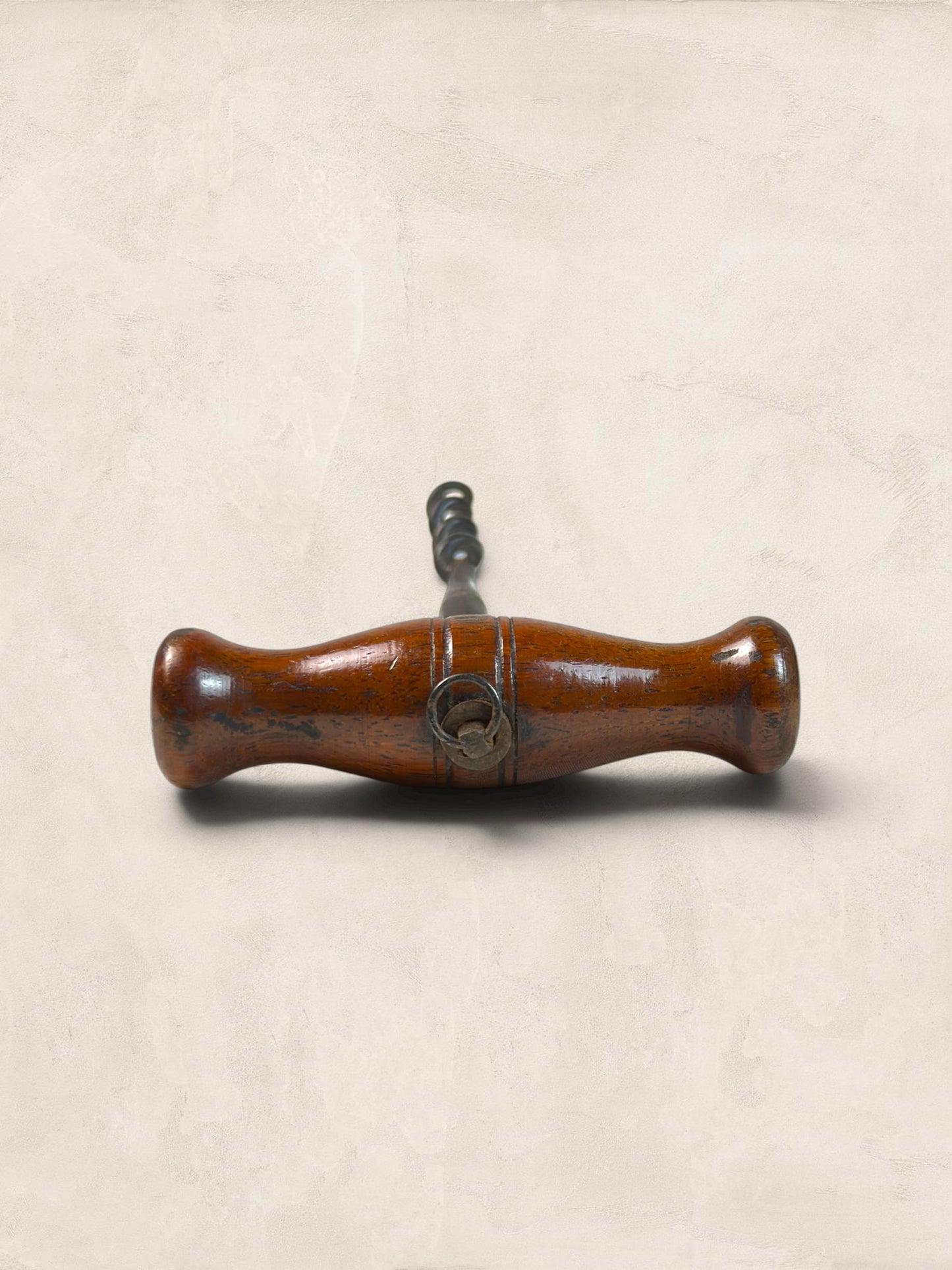 Victorian Turned Oak Corkscrew with Original Metal Worm