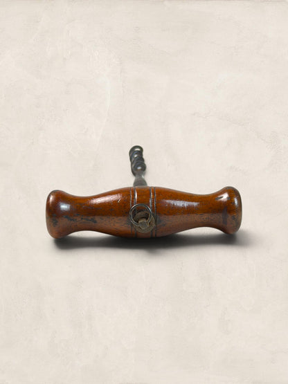 Victorian Turned Oak Corkscrew with Original Metal Worm