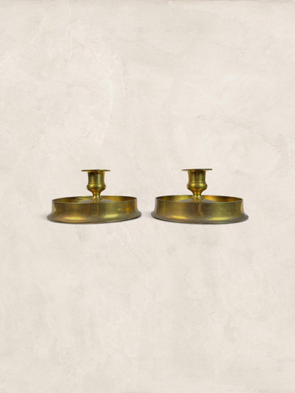 Pair of Brass Traveling Candlesticks - Brighton Buns