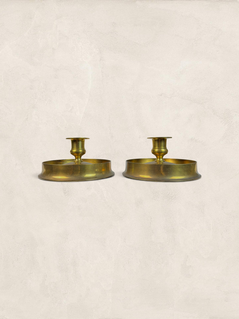 Pair of Brass Traveling Candlesticks - Brighton Buns