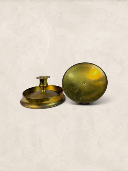 Pair of Brass Traveling Candlesticks - Brighton Buns