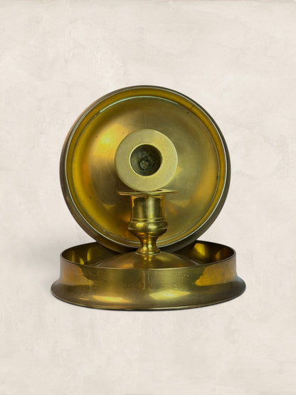 Pair of Brass Traveling Candlesticks - Brighton Buns