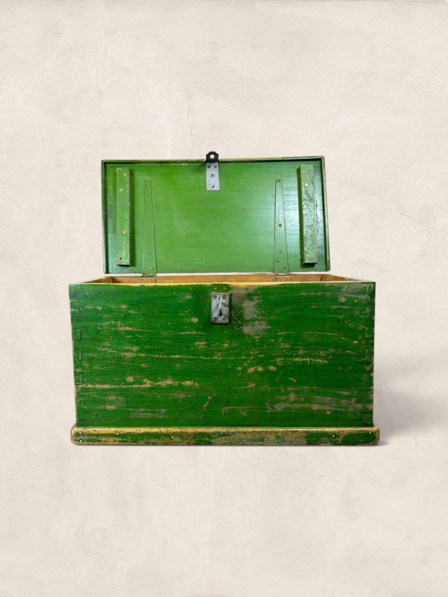 Edwardian Pine Green Wooden Chest