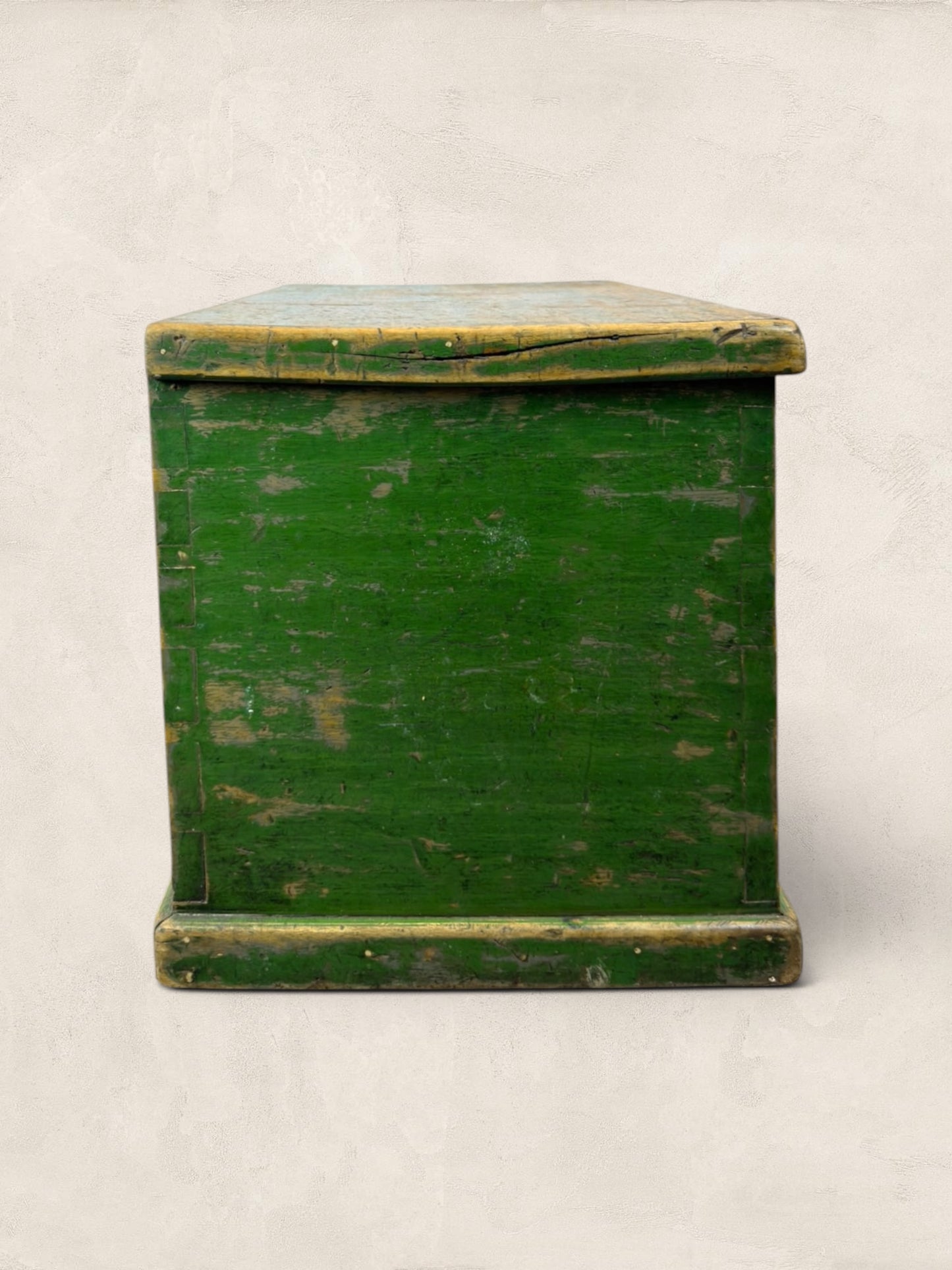Edwardian Pine Green Wooden Chest