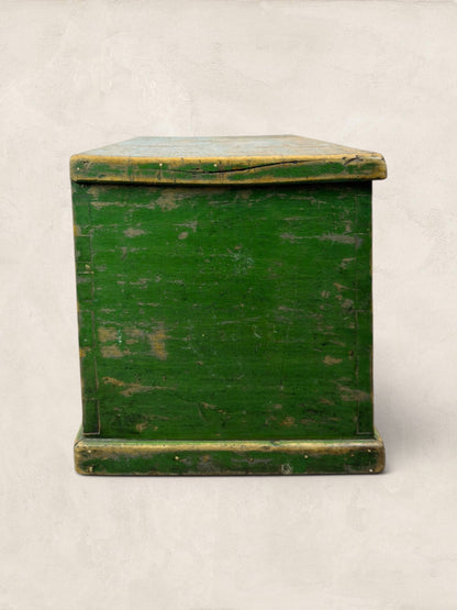 Edwardian Pine Green Wooden Chest