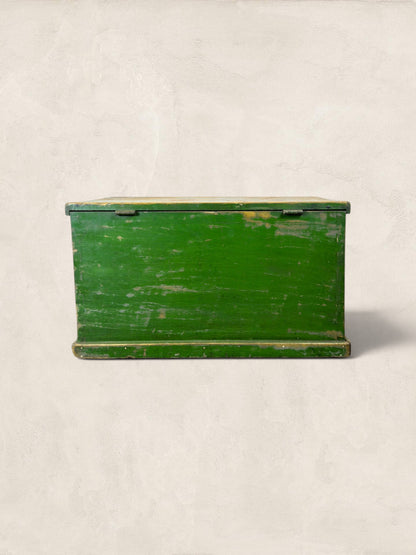 Edwardian Pine Green Wooden Chest