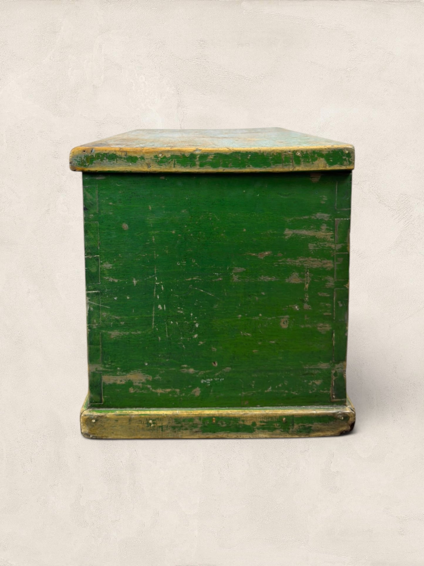 Edwardian Pine Green Wooden Chest