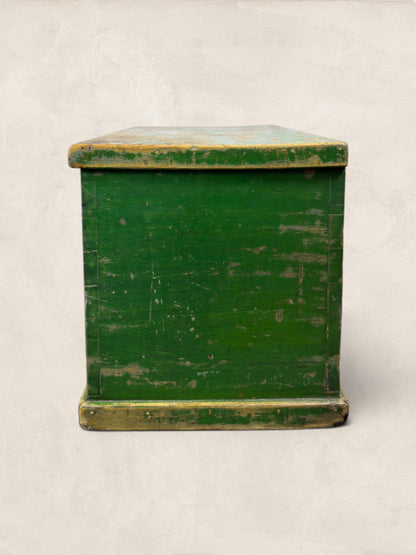 Edwardian Pine Green Wooden Chest