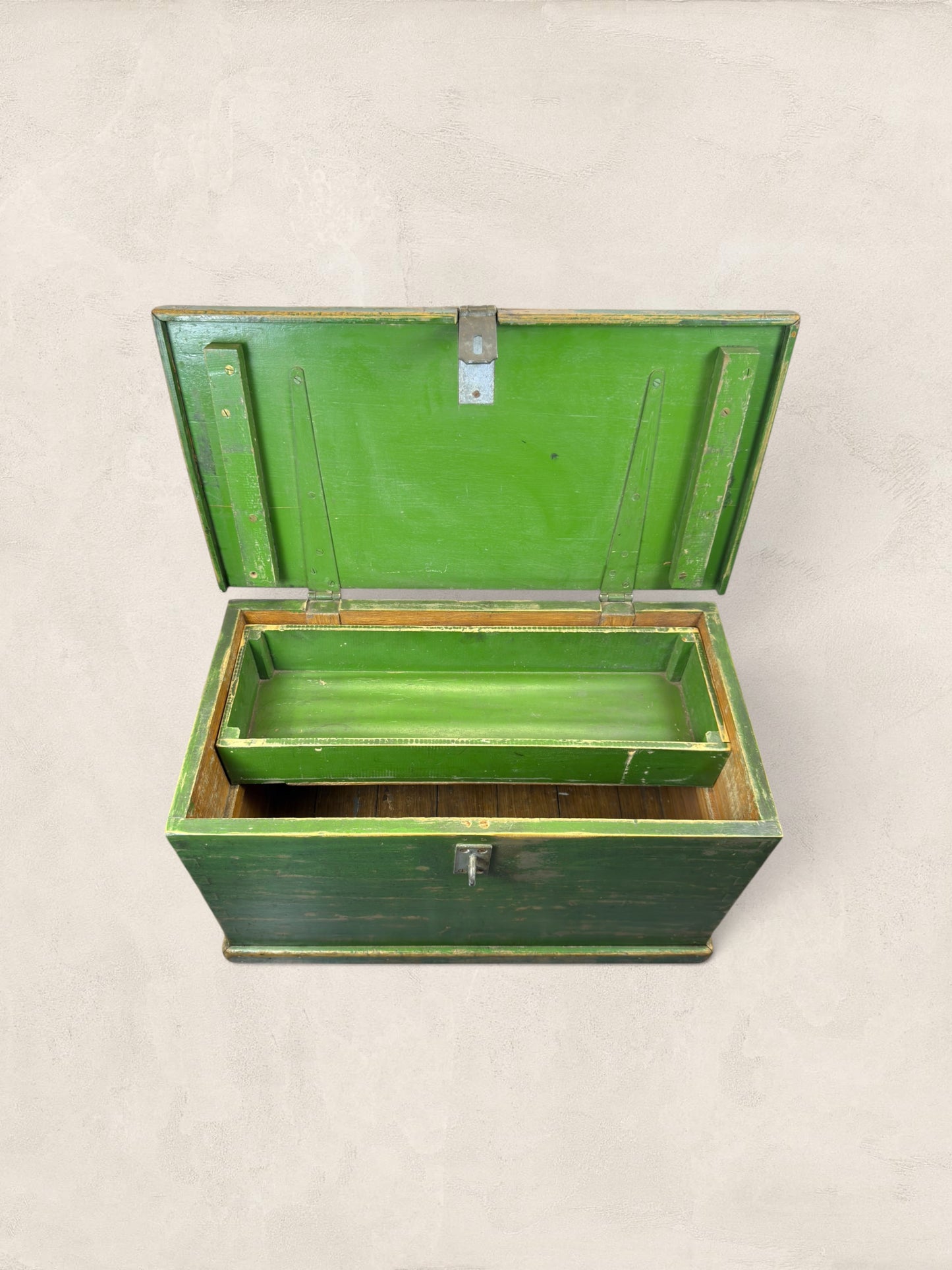 Edwardian Pine Green Wooden Chest