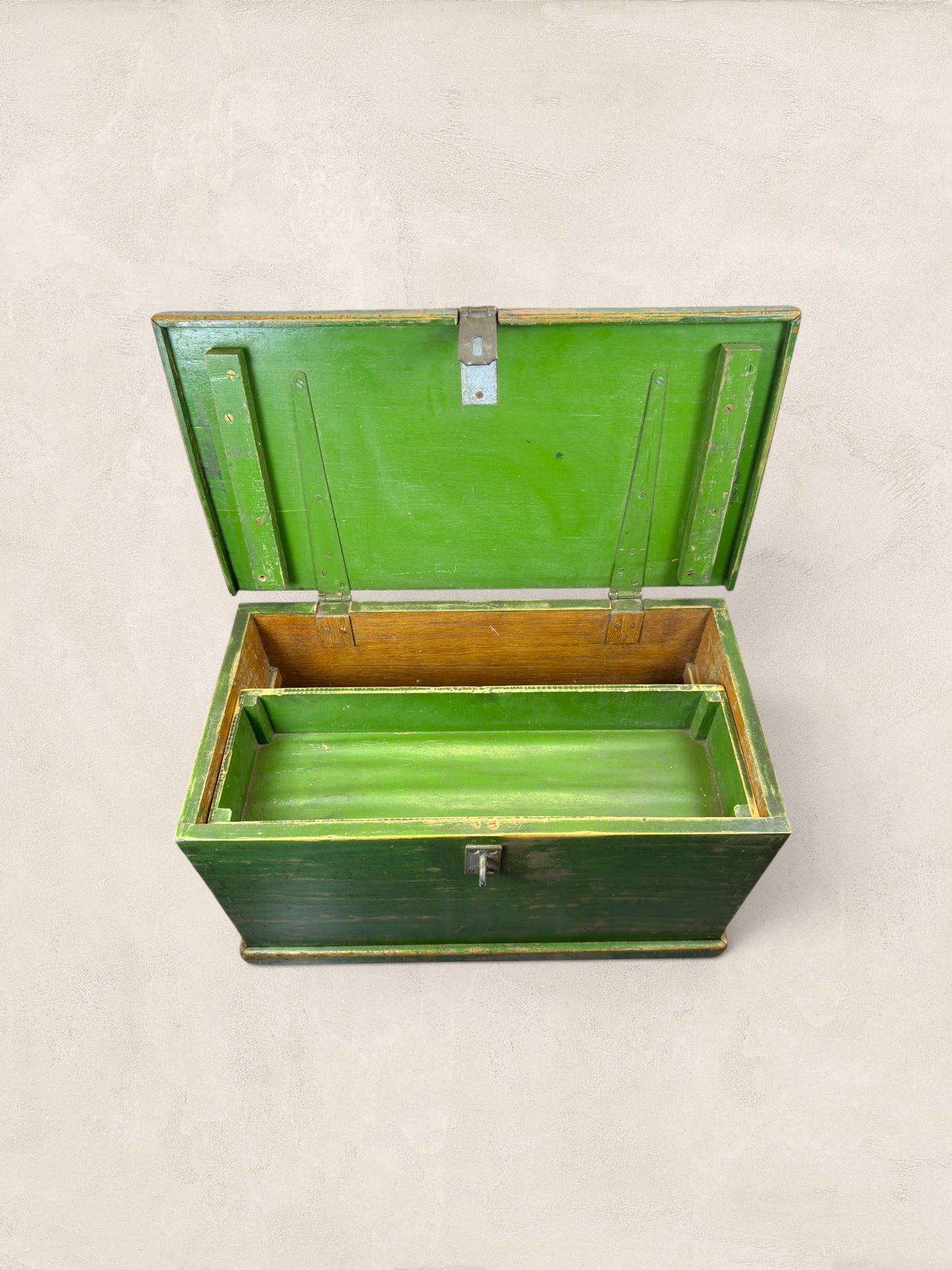 Edwardian Pine Green Wooden Chest