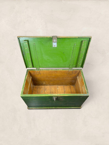 Edwardian Pine Green Wooden Chest
