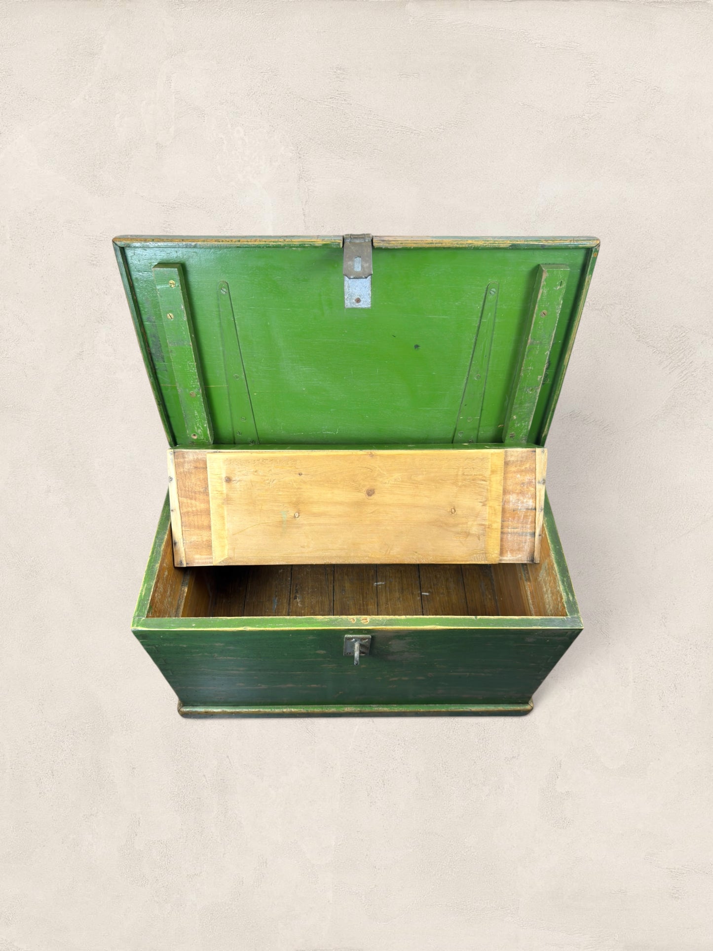 Edwardian Pine Green Wooden Chest