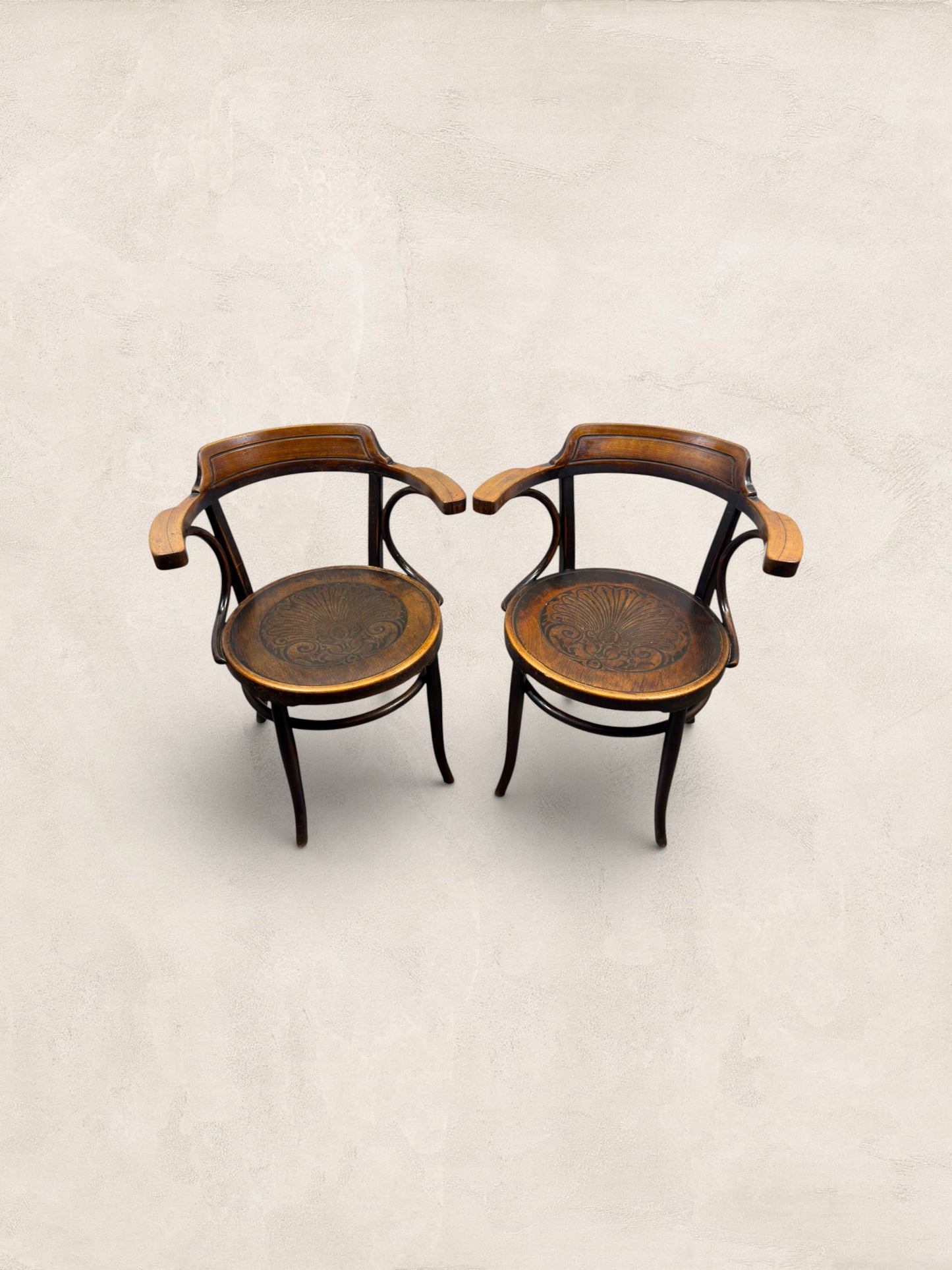 Pair of Beech Bentwood Chairs in a Thonet Style