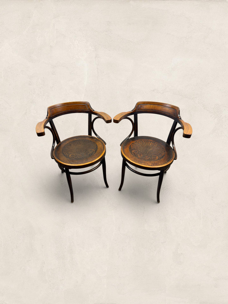 Pair of Beech Bentwood Chairs in a Thonet Style