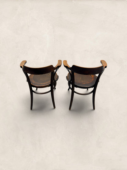 Pair of Beech Bentwood Chairs in a Thonet Style
