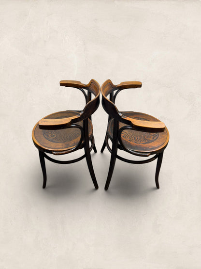 Pair of Beech Bentwood Chairs in a Thonet Style