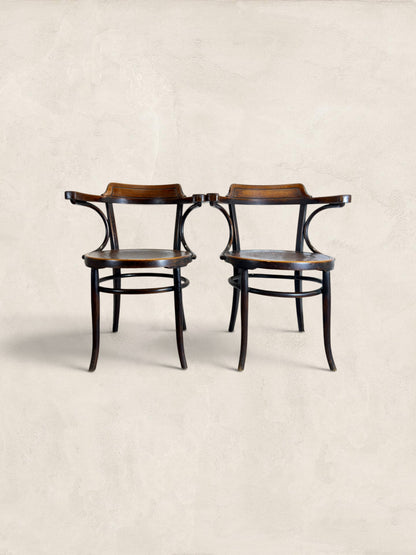 Pair of Beech Bentwood Chairs in a Thonet Style