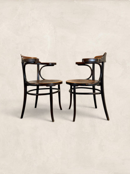 Pair of Beech Bentwood Chairs in a Thonet Style