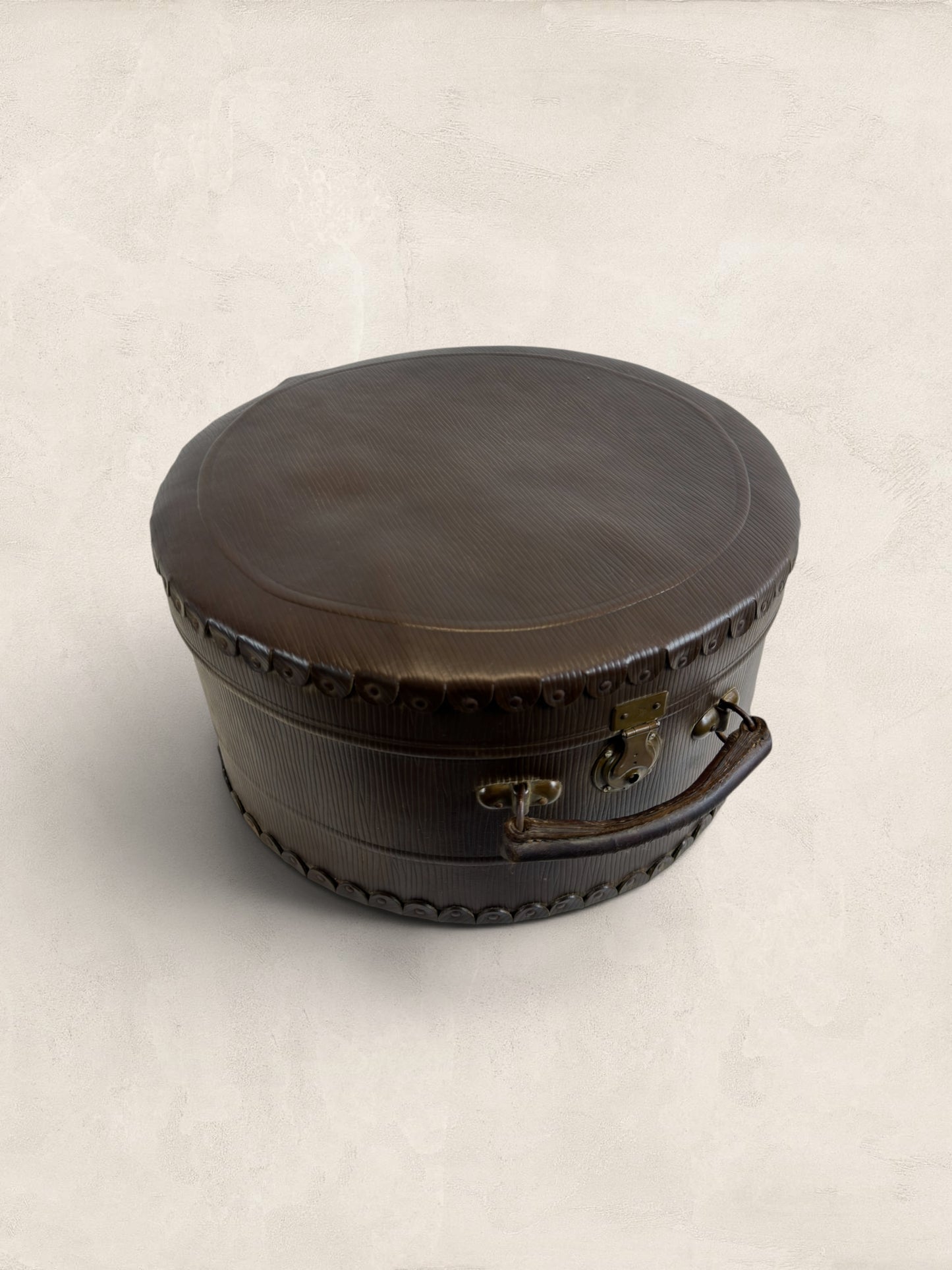 Edwardian Monogrammed Leather Hat Box "T.S."