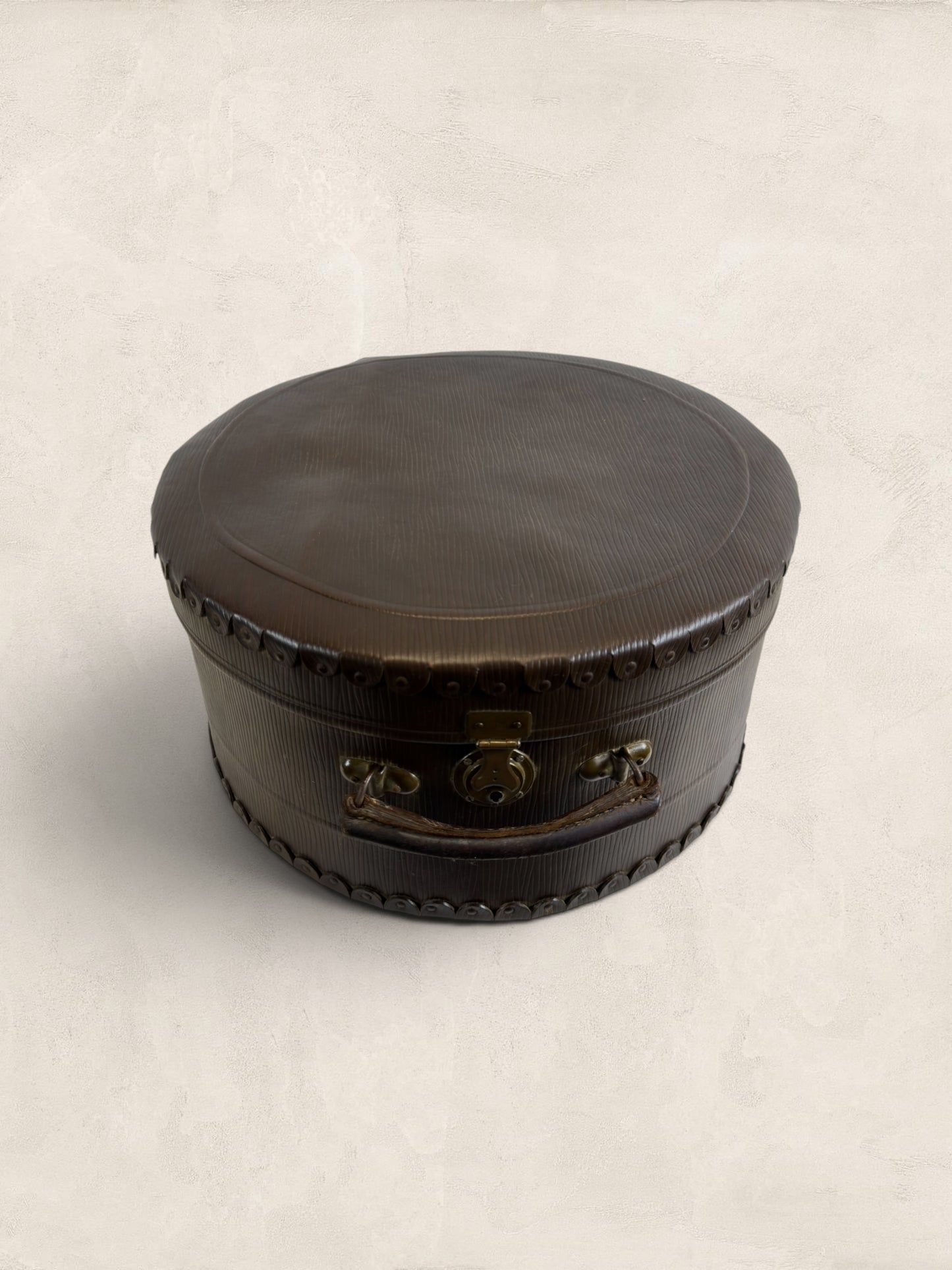 Edwardian Monogrammed Leather Hat Box "T.S."