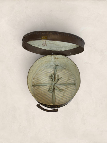Edwardian Monogrammed Leather Hat Box "T.S."