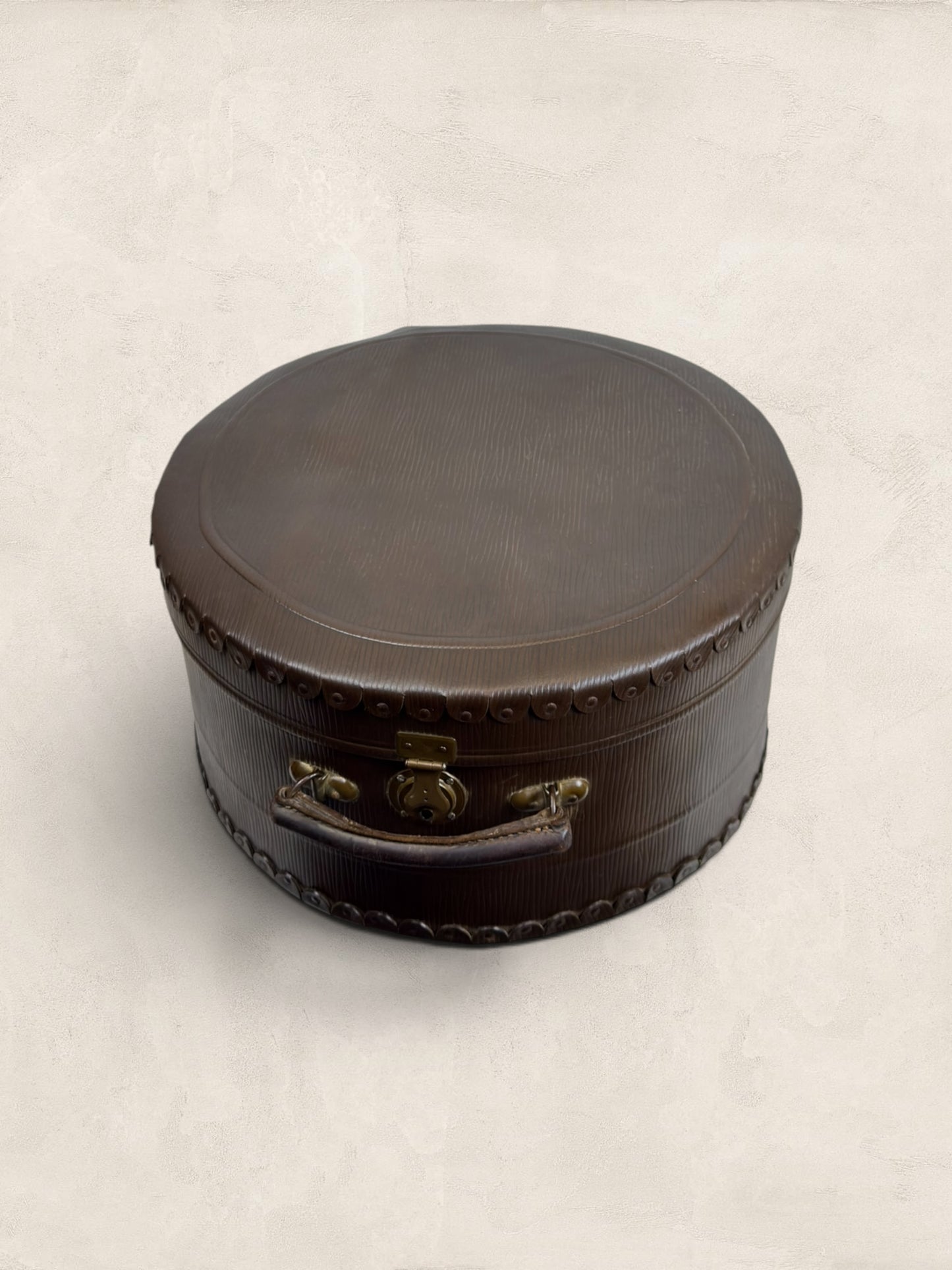 Edwardian Monogrammed Leather Hat Box "T.S."