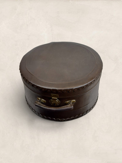 Edwardian Monogrammed Leather Hat Box "T.S."