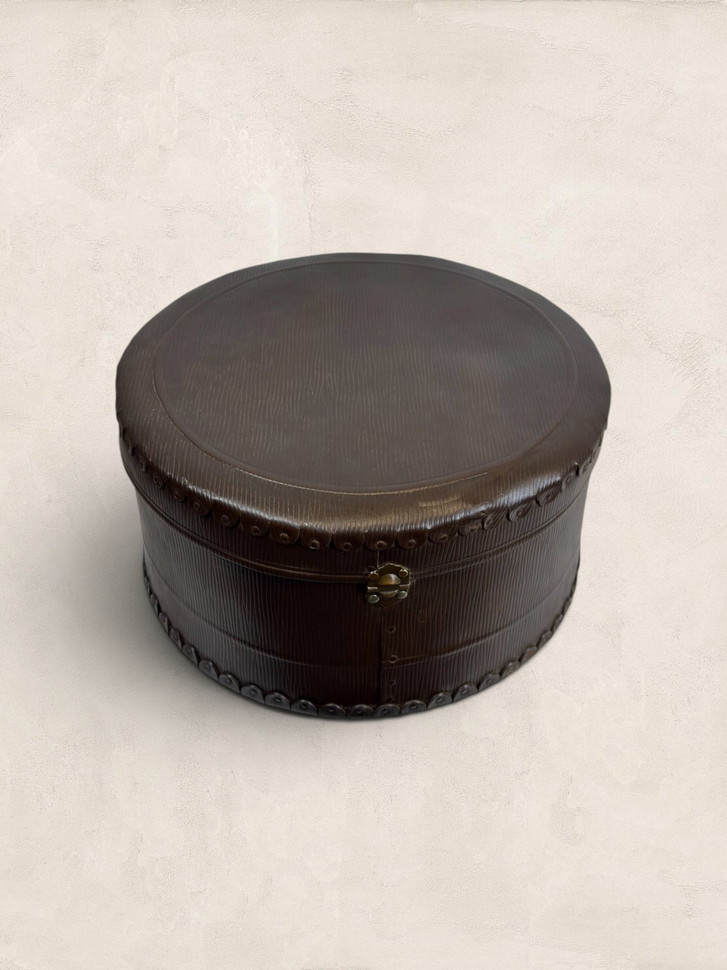 Edwardian Monogrammed Leather Hat Box "T.S."