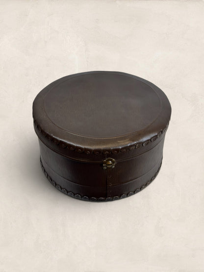 Edwardian Monogrammed Leather Hat Box "T.S."
