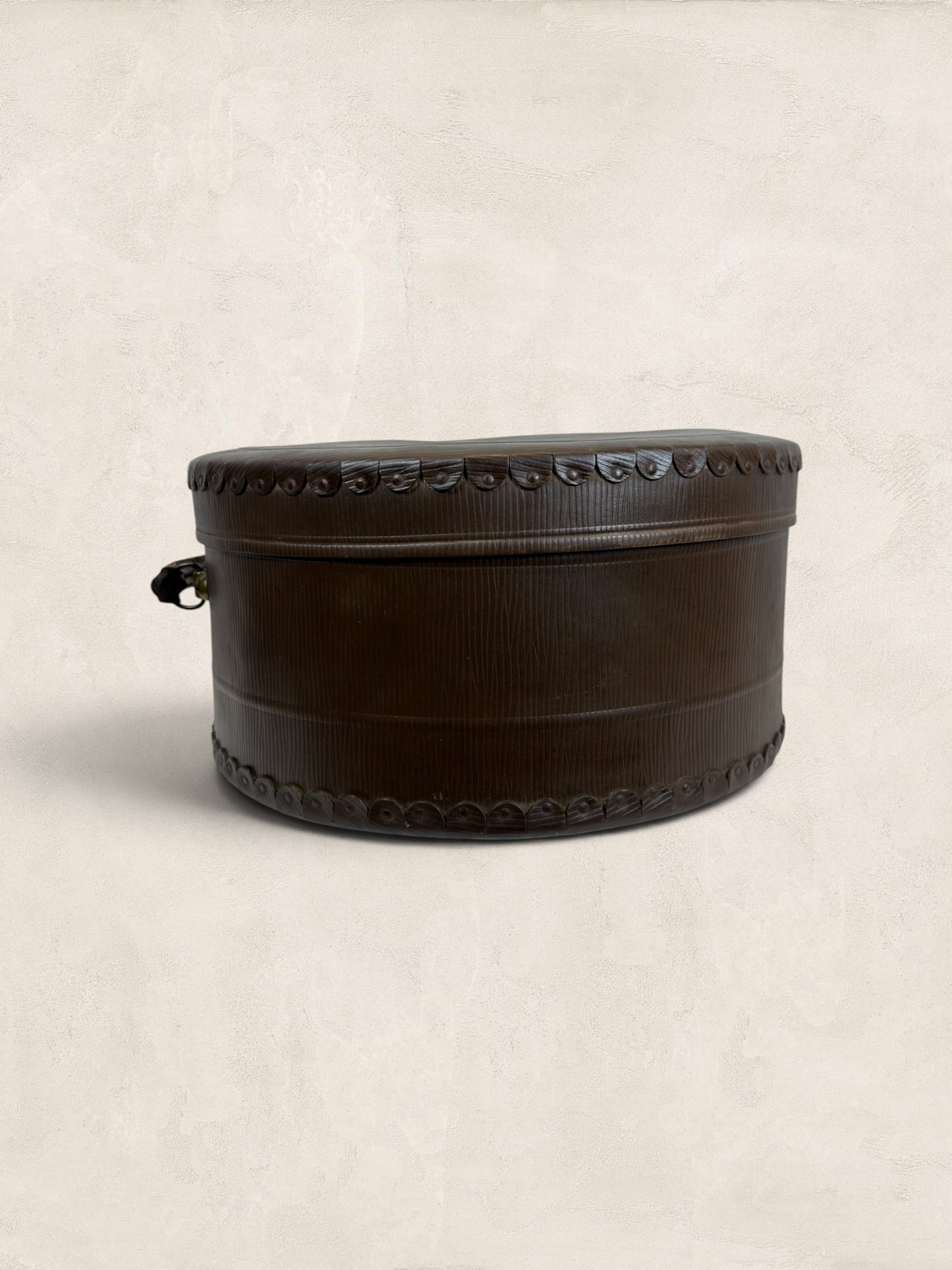 Edwardian Monogrammed Leather Hat Box "T.S."