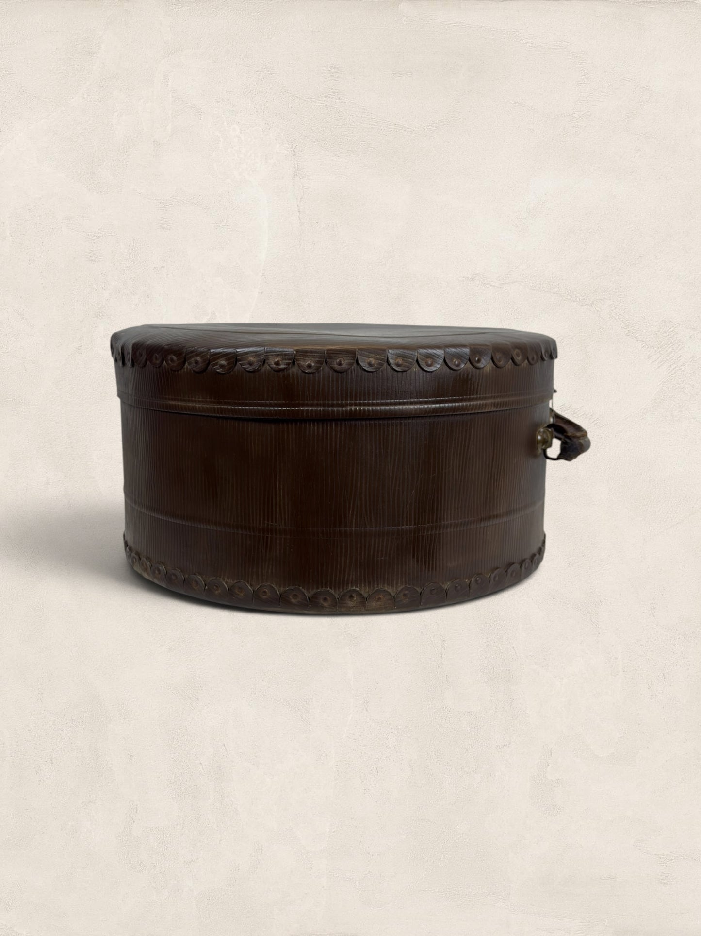 Edwardian Monogrammed Leather Hat Box "T.S."