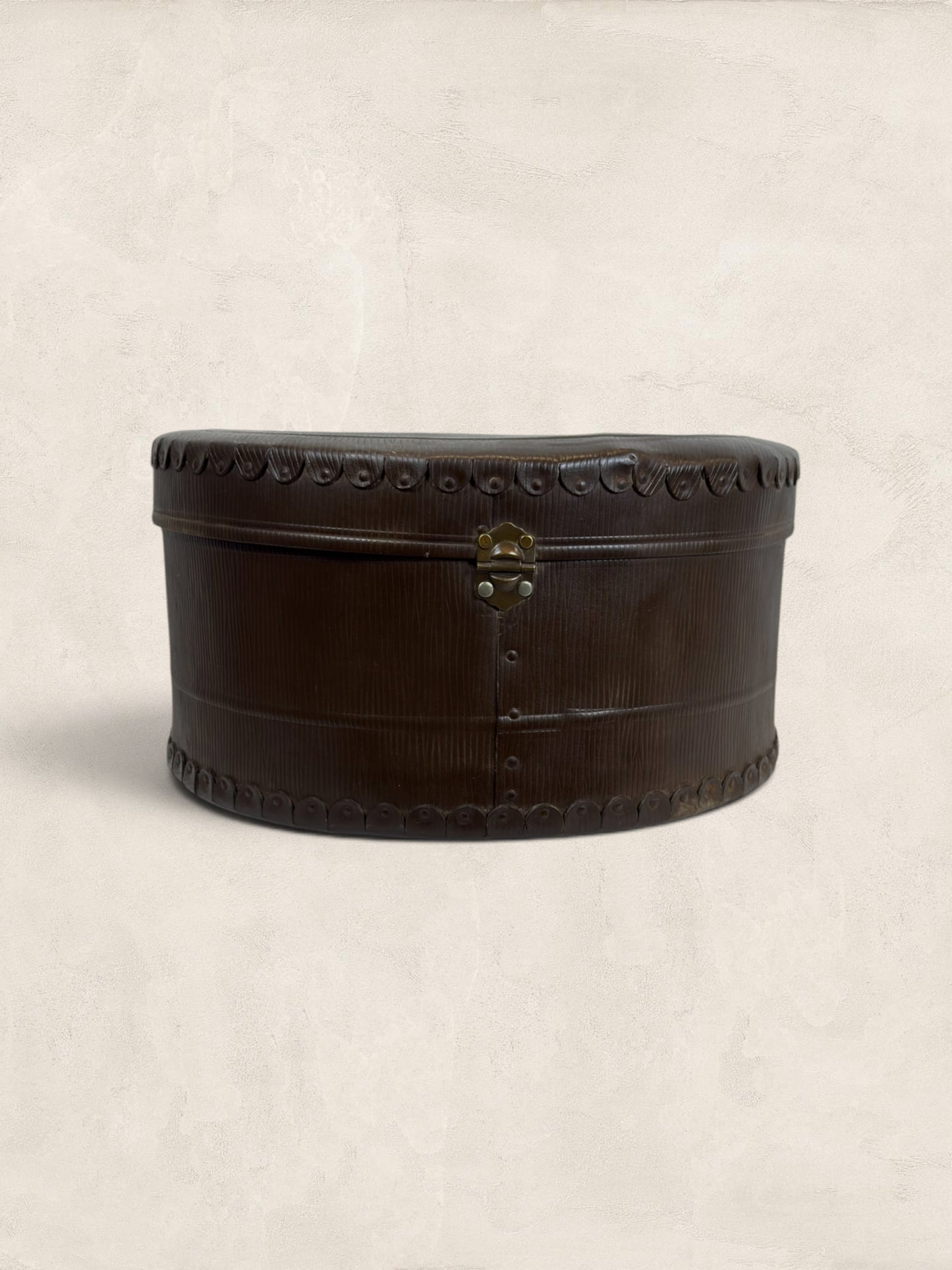 Edwardian Monogrammed Leather Hat Box "T.S."
