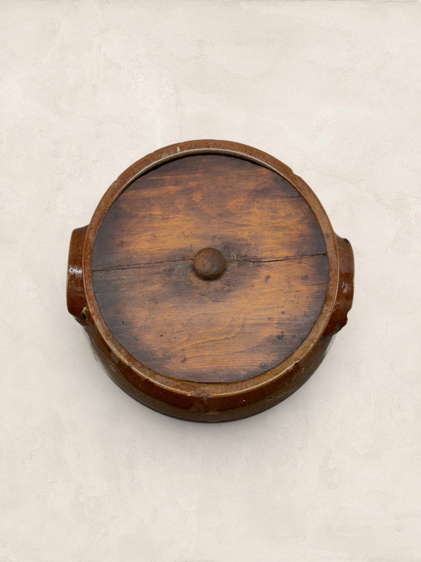 French Confit Pot with Chestnut Glaze and Wooden Lid - Extra Large