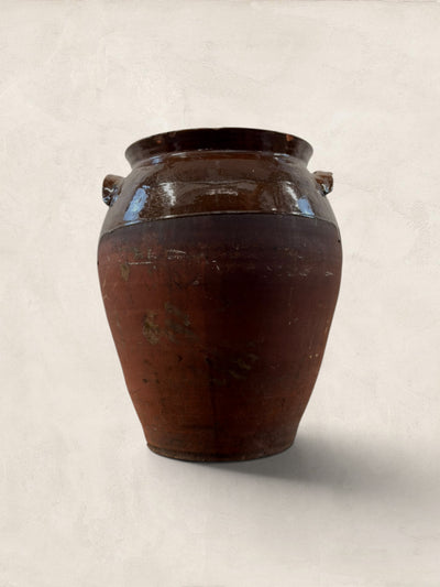 French Confit Pot with Chestnut Glaze and Wooden Lid - Extra Large