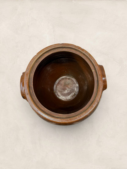 French Confit Pot with Chestnut Glaze and Wooden Lid - Extra Large