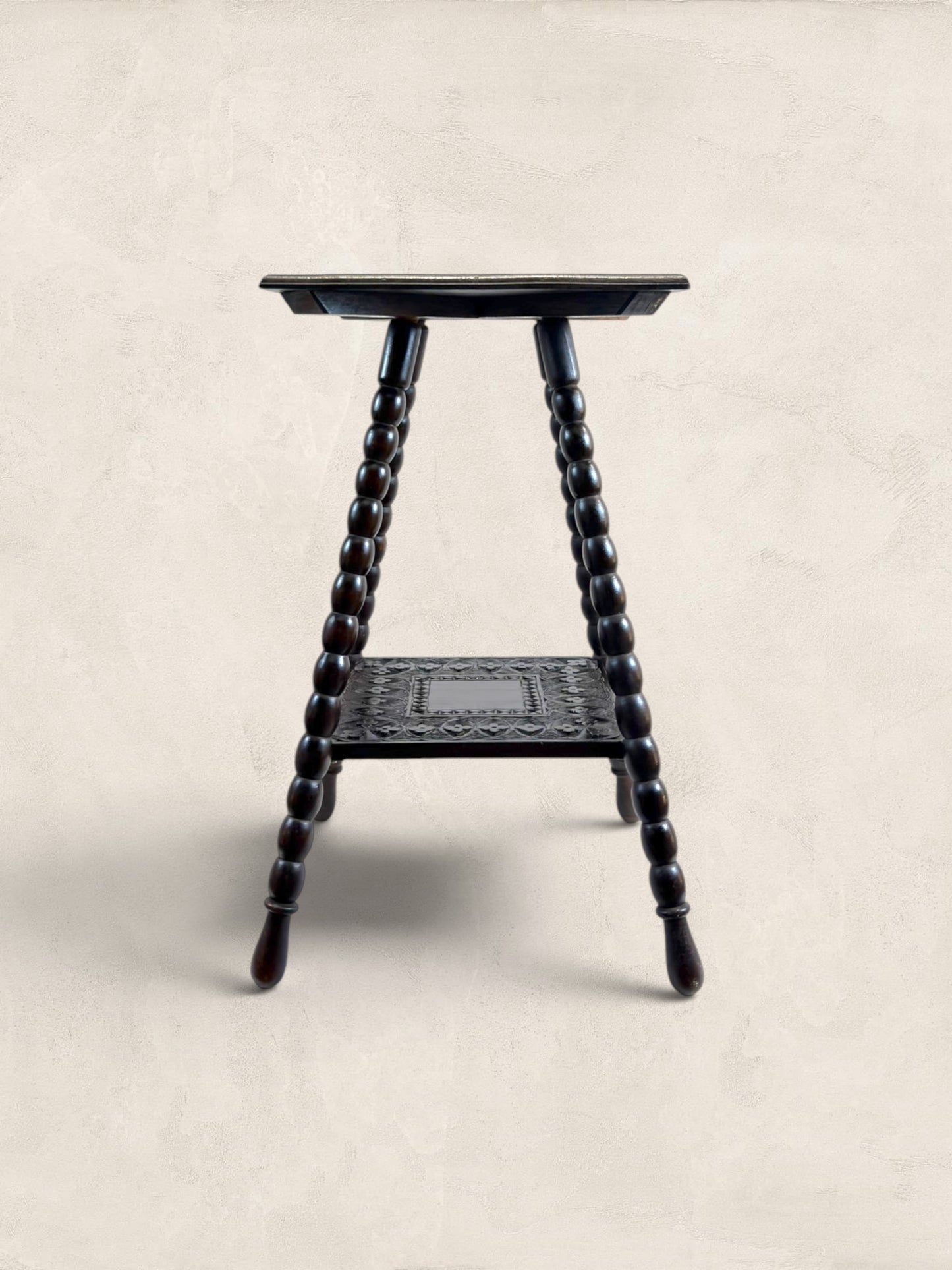French Brittany Carved Oak Occasional Table with Bobbin Legs
