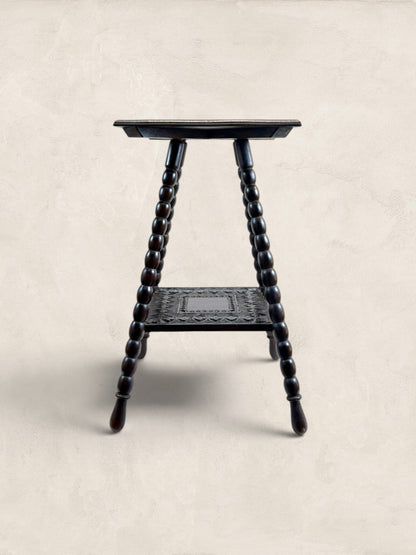 French Brittany Carved Oak Occasional Table with Bobbin Legs