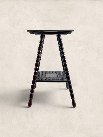 French Brittany Carved Oak Occasional Table with Bobbin Legs