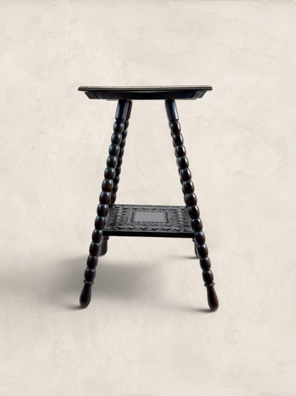 French Brittany Carved Oak Occasional Table with Bobbin Legs