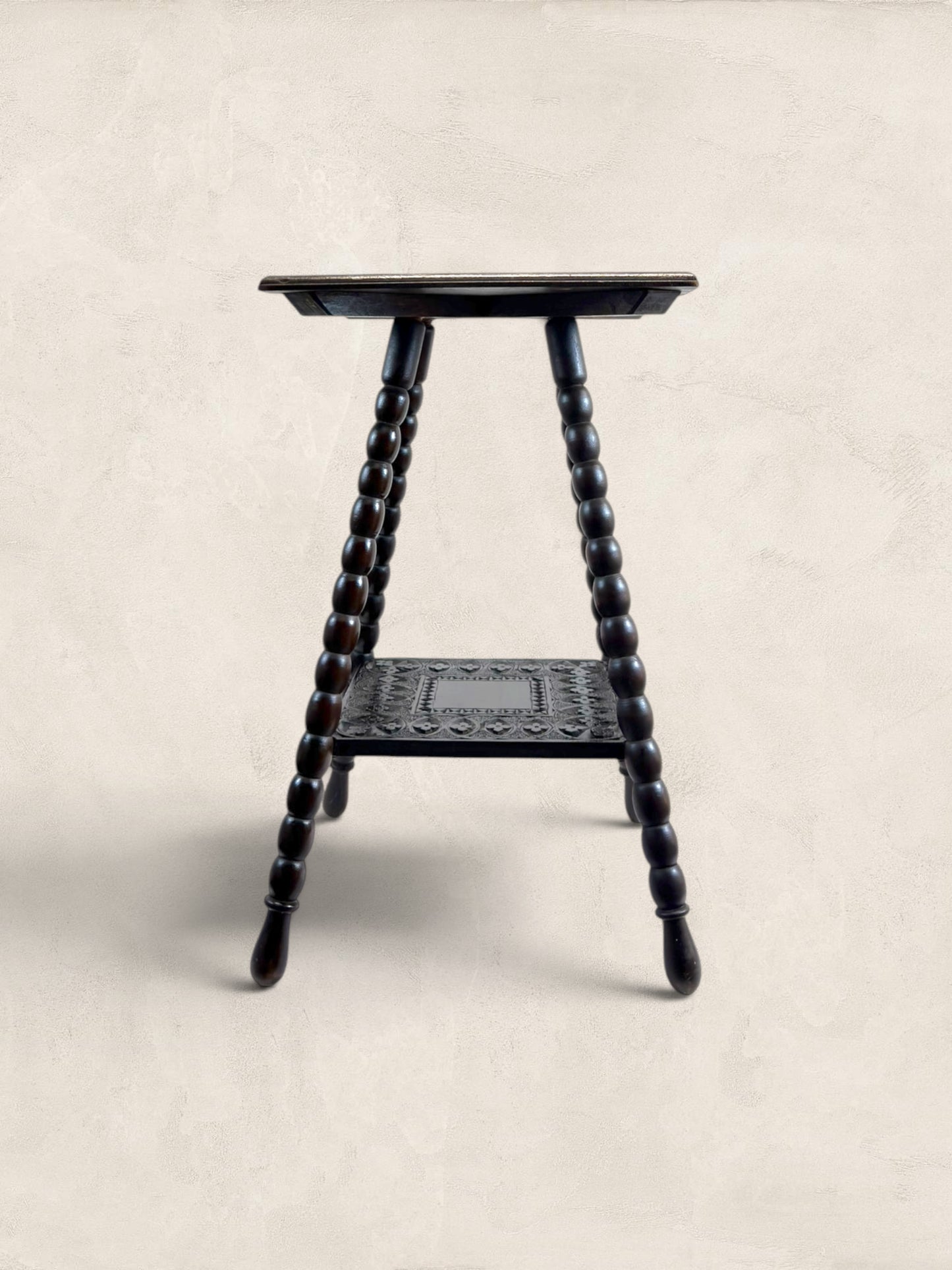 French Brittany Carved Oak Occasional Table with Bobbin Legs
