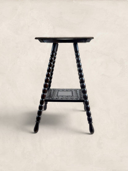 French Brittany Carved Oak Occasional Table with Bobbin Legs
