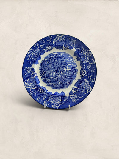 Set of 11 Wood & Sons English Scenery Blue & White Transferware Dinner Plates