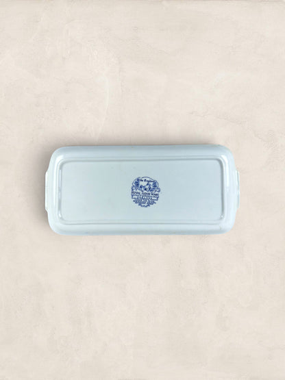 English Blue & White Transferware Handled Serving Tray