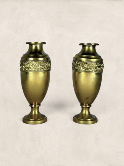 Victorian Brass Vases with repoussé floral decoration (Pair)