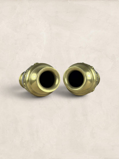 Victorian Brass Vases with repoussé floral decoration (Pair)