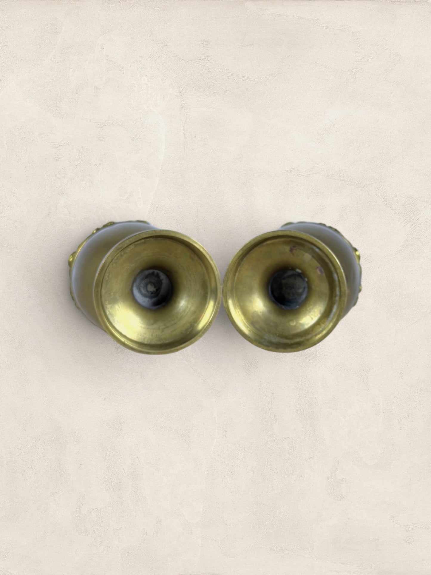 Victorian Brass Vases with repoussé floral decoration (Pair)