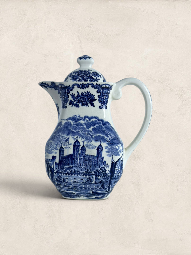 Wedgewood Tower of London Blue & White Transferware Coffee Pot