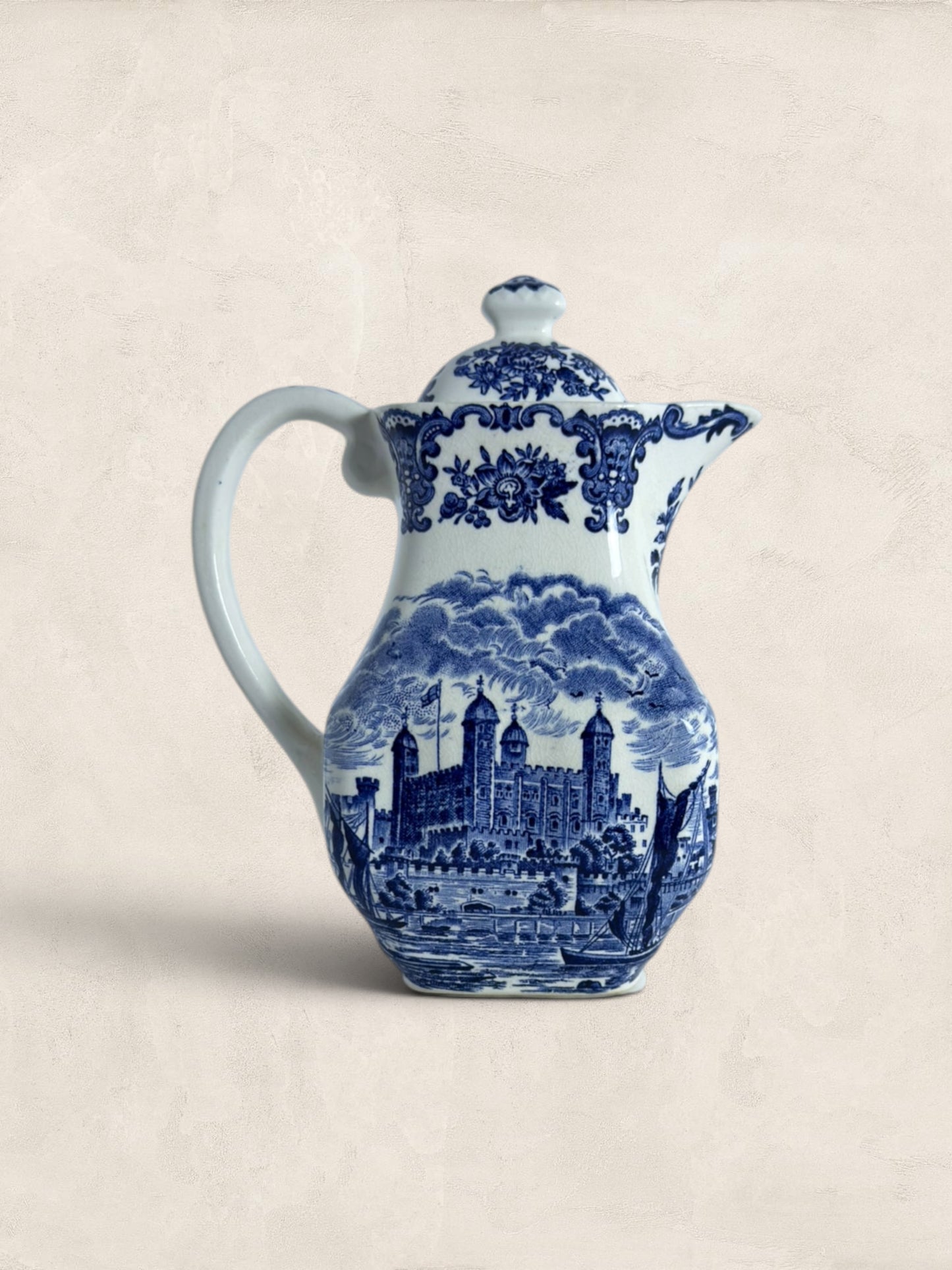Wedgewood Tower of London Blue & White Transferware Coffee Pot