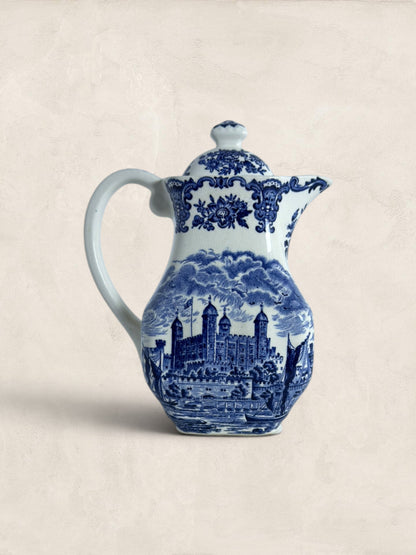Wedgewood Tower of London Blue & White Transferware Coffee Pot