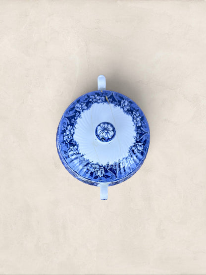 English Blue & White “Old Castle” Covered Tureen by Barratts Staffordshire